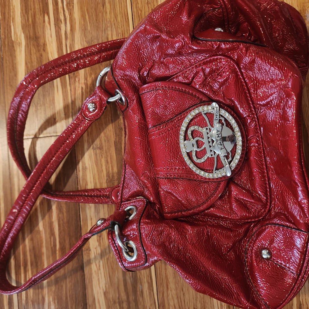 Kathy Van Zeeland Red Shoulder Bag with Silver Accents